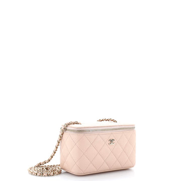 Classic Vanity Case with Chain Quilted Caviar Small