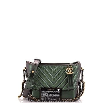 Gabrielle Hobo Chevron Metallic Aged Calfskin Small