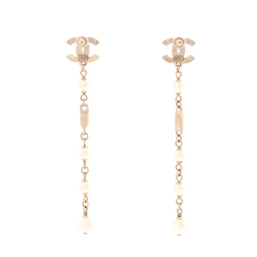 CC Drop Dangling Earrings Metal with Crystal and Faux Pearls