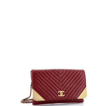 Rock The Corner Flap Clutch on Chain Chevron Calfskin