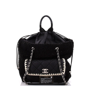 Coco Neige Shopping Tote Shearling with Quilted Nylon and Calfskin Large