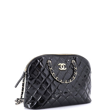 CC Dome Zip Shopping Bag Quilted Patent Small