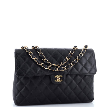 Vintage Square Classic Single Flap Bag Quilted Caviar Jumbo