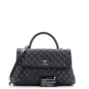 Coco Top Handle Bag Quilted Caviar Medium