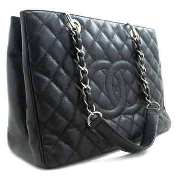 Top Quality Chanel Leather GST 13" Grand Shopping Tote Chain Shoulder Bag Black