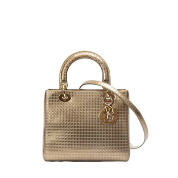 Dior Gold Micro Cannage  Leather Medium Lady Dior