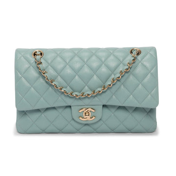 Chanel Tiffany Blue Quilted Caviar Medium Classic Flap Bag