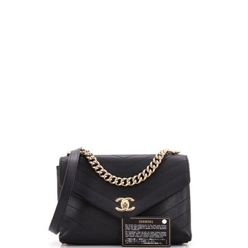 Coco Chevron Flap Bag Stitched Calfskin Small
