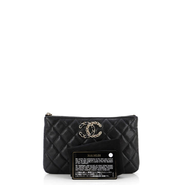 French New Wave O Case Pouch Quilted Caviar Small