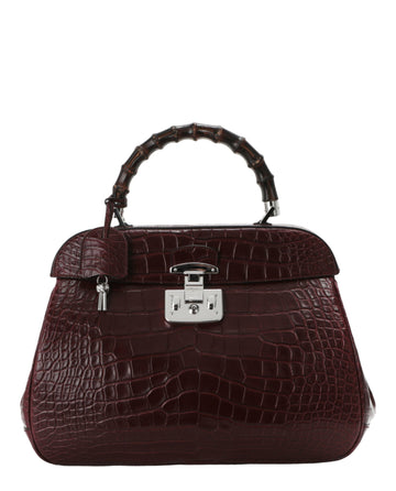 Gucci Womens Lady Lock Alligator Leather Top Handle Bag