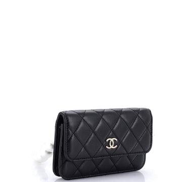 Pearl Strap Clutch with Chain Quilted Calfskin