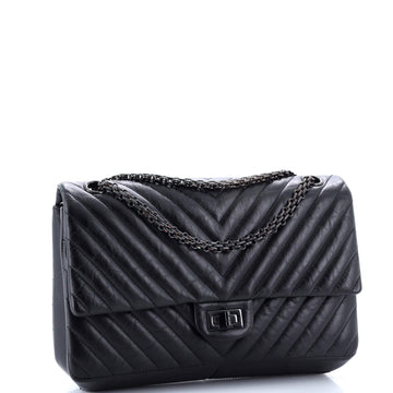 So Black Reissue 2.55 Flap Bag Chevron Aged Calfskin 226