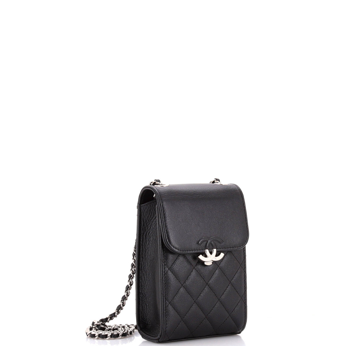 CC Box Flap Phone Holder Crossbody Bag Quilted Caviar