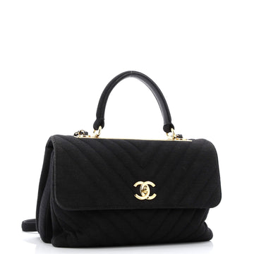 Trendy CC Top Handle Bag Chevron Jersey Medium