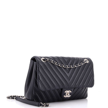 Double Stitch Flap Bag Chevron Lambskin Jumbo