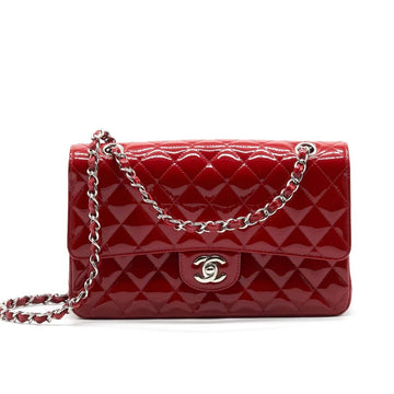 CC MEDIUM CLASSIC DOUBLE FLAP BAG  LEATHER RED 26CM
