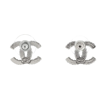 CC Stud Earrings Metal with Crystals