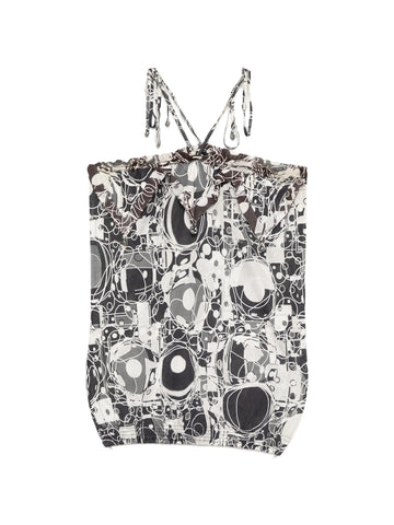 Monochrome Printed Silk Halterneck Top