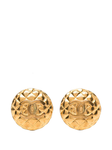 CC Quilted Gold Clip-On Earrings