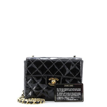 Vintage Square Classic Single Flap Bag Quilted Patent Mini