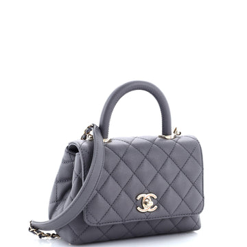 Coco Top Handle Bag Quilted Caviar Extra Mini