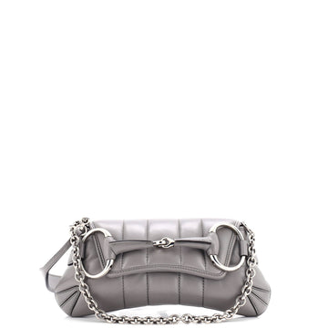 Horsebit Chain Shoulder Bag Vertical Quilted Leather Small
