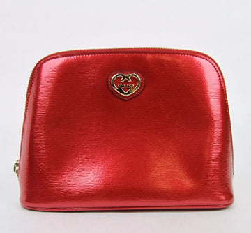 Gucci Red Shiny Leather w/Interlocking G Cosmetic Case