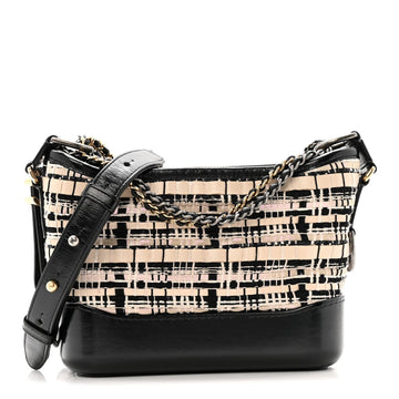 Tweed Calfskin Calfskin Small Gabrielle Hobo Black Light Beige