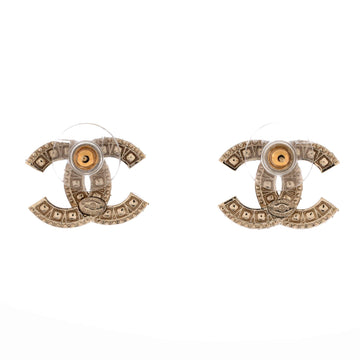 CC Stud Earrings Metal with Crystals