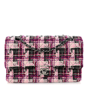 Tweed Quilted Medium Double Flap Pink Black