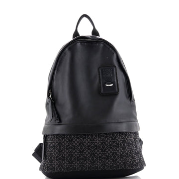 Round Slim Backpack Leather and Anagram Jacquard