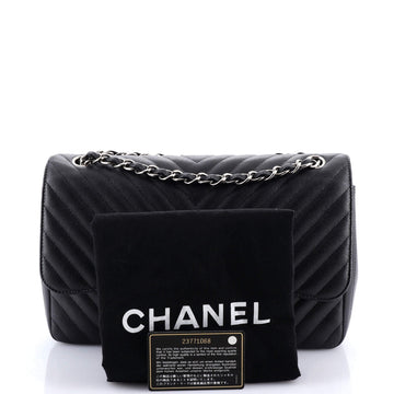 Classic Double Flap Bag Chevron Caviar Jumbo