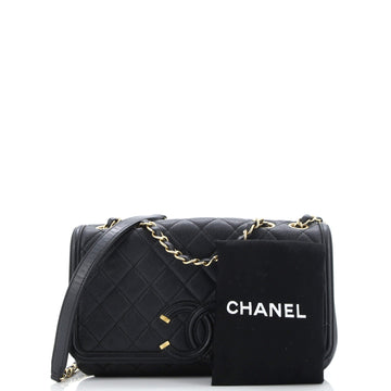Filigree Flap Bag Quilted Caviar Medium