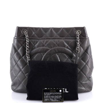 Timeless CC Soft Tote Quilted Caviar Large