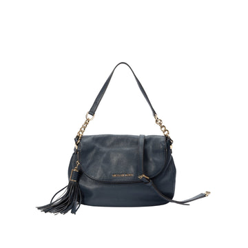 Michael Kors Blue Leather Bedford Tassel Shoulder Bag