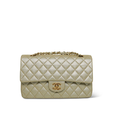 Metallic Gold leather Quilted Classic Flap Medium Gold Hardware