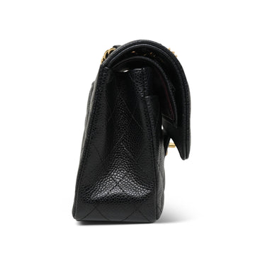 Black leather Quilted Classic Flap Small Gold HW