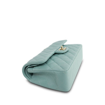 20C Tiffany Blue leather Quilted Classic Flap Small Light Gold Hardware