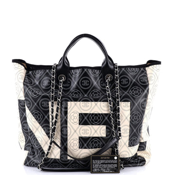 Logo Camellia Shopping Tote Printed Coated Canvas Medium