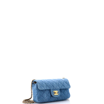 Pearl Crush Flap Bag Quilted Denim Mini