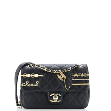 Coco Clips Flap Bag Embellished Quilted Lambskin Small