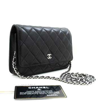 Top Quality Chanel Black Classic Wallet On Chain WOC Shoulder Bag Leather SV
