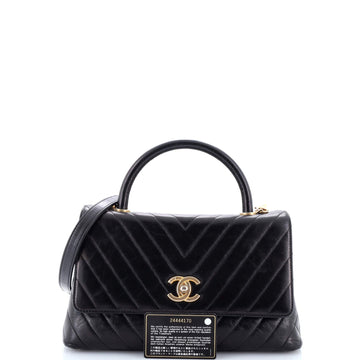 Coco Top Handle Bag Chevron Calfskin Small