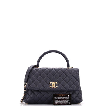 Coco Top Handle Bag Quilted Caviar Small