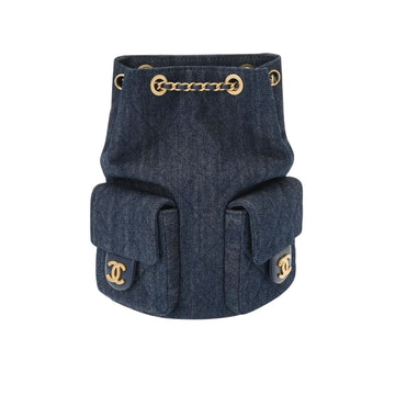 CC 25C GOLD TONE METAL DENIM BACKPACK NAVY BLUE 24CM