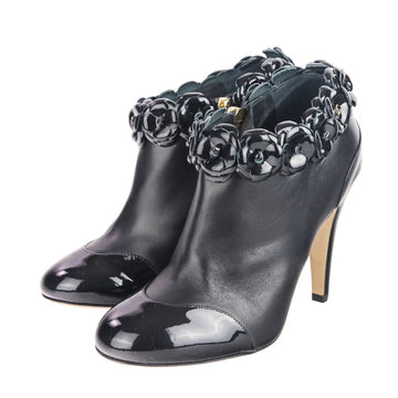 Chanel Camellia Patent Leather Short Boots