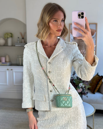 Chanel Pistachio Green Coco Crush Mini Vanity Bag in Leather Leather with Champagne Gold & Green Enamel Hardware