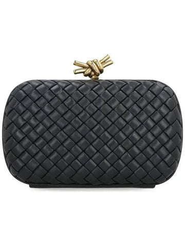 Luxury Bottega Veneta Knot Minaudiere Pouch Bag Black