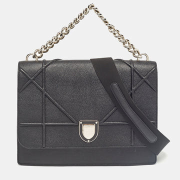 Dior Black Leather Diorama Chain Link Top Handle Bag..