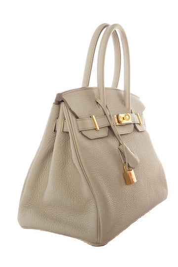 Hermès Birkin 30 Beton Leather GHW #A Full Set  Handbag